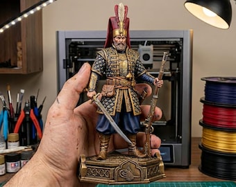 Ottoman Janissary Warrior 3D STL File, Detailed Historical Figure Printing