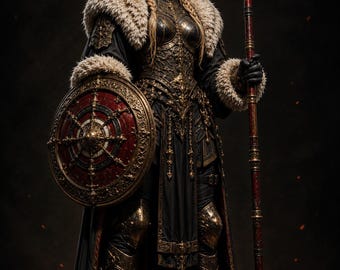 Nordic Shieldmaiden STL File, Dark Fantasy Female Warrior, Viking Guardian Miniature, 3D Printable Resin STL