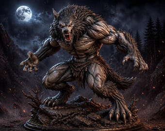 Savage Werewolf Beast STL | Fantasy Monster Miniature for Resin 3D Printing (Digital Download)