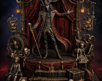El cabecilla del STL perdido / Miniatura del maestro de ceremonias del carnaval oscuro / Estatua gótica de coleccionista para impresión 3D en resina
