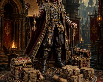 The Blood Tax Collector STL | Dark Fantasy Noble Miniature | Treasure Vault Base | 2-Part Resin 3D Print Model | Tabletop Figure