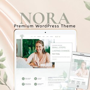 Nora WordPress Theme for Coaches | Kadence Website Template | Life Coach & Therapist Website | WooCommerce Ready