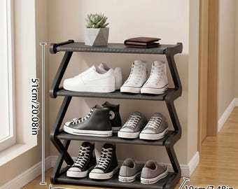 Zapatero de 4 niveles en forma de Z – Organizador moderno apilable para la entrada