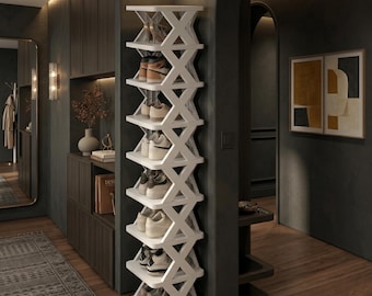 Zapatero de varios niveles – Organizador vertical de zapatos que ahorra espacio, estante de almacenamiento de zapatos de plástico apilable, ideal para la entrada, el dormitorio, el pasillo o la residencia estudiantil.