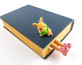 SALE! Bunny slippers bookmark. Girly legs in the book.