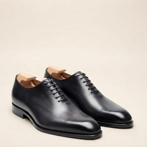 Handmade Black Leather Derby Shoes: Men's Goodyear Welt Formal Shoes