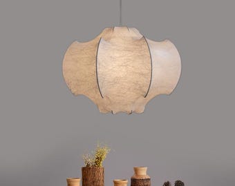 Mid Century Cocoon Pendant Light Resin Silk Cloud Chandelier, Wabi Sabi Hanging Lamp for Bedroom Living Room UL / CE Listed