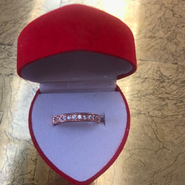 Bague anneau diamant zirconium plaqué or rose18 carats
