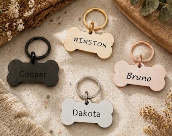 Personalized Bone Dog Tag, Engraved Pet ID, New Puppy Gift