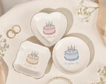 Ring Dish for Milestone Birthday, Next Chapter Jewelry Tray Gift for Her, Birthday Keepsake Ring Holder, Elegant Vanity Decor