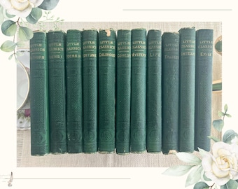 Victorian Little Classics Collection | Antique Literary Books 1875–1877 | Decorative Green Cloth Book Set