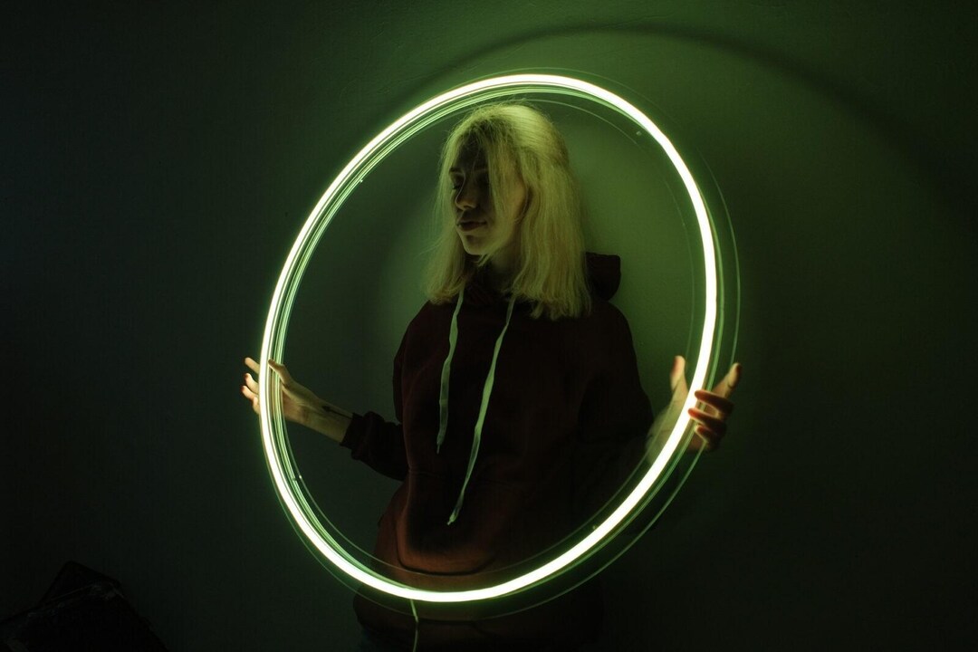 Neon Wall Circle Cyberpunk Light, Led Lamp Circle Round Neon Sign ...