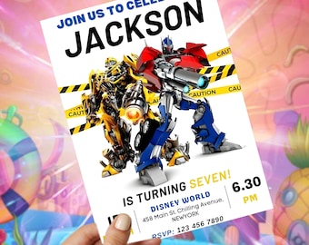 Optimus Prime Rescue Bots Transformers Animated Birthday Invitation Template, Printable Autobots Birthday Invite Card