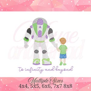 Astronaut Character and Little Boy Back View Embroidery Design Download Holding Hands Space Sketch Fill 4x4 to 8x8 Mouse and Thread Design