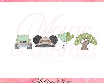 Popular Mouse Safari Theme Park sketch fill stitch embroidery machine design download file 4x4, 5x7, 6x10, 8x8 by Mouse + Thread Designs