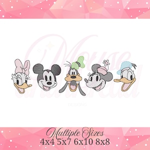 Mouse Head Cartoon Family sketch fill, quick stitch embroidery machine design download file 4x4, 5x7, 6x10, 8x8 by Cotton Gin Digitizing