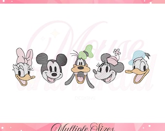 Mouse Head Cartoon Family sketch fill, quick stitch embroidery machine design download file 4x4, 5x7, 6x10, 8x8 by Cotton Gin Digitizing