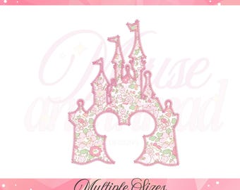 Mouse Head Castle zig zag stitch applique , quick stitch embroidery machine design download file 4x4 5x5 6x6 7x7 8x8