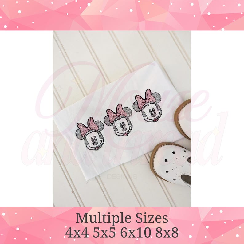 Trio Mouse Thread Mouse Head Trio Sketch Fill, Light Fill, Quick Stitch Embroidery ...