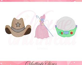 Cowboy Hat, Bo Peep, Astronaut Embroidery Design (Digital Download)