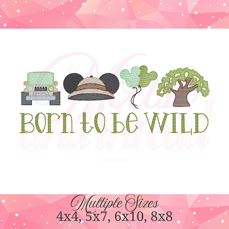 Popular Mouse Safari Theme Park sketch fill stitch embroidery machine design download file 4x4, 5x7, 6x10, 8x8 by Mouse + Thread Designs image 2