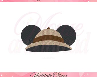 Mini Boy Mouse Ears Safari Hat Animal motif stitch, dense fill machine embroidery design