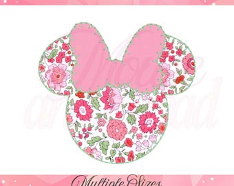 Miss Mouse Head blanket stitch applique , quick stitch embroidery machine design download file 3x3 to 12x12