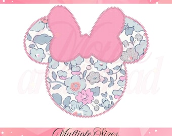 Miss Mouse Head zig zag stitch applique , quick stitch embroidery machine design download file 3x3 to 12x12