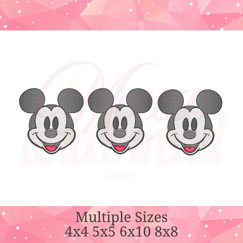 Trio Mouse Thread Mouse Head Trio Sketch Fill, Light Fill, Quick Stitch Embroidery ...