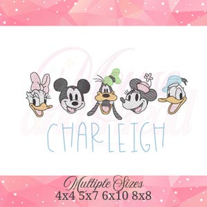 Mouse Head Cartoon Family sketch fill, quick stitch embroidery machine design download file 4x4, 5x7, 6x10, 8x8 by Cotton Gin Digitizing