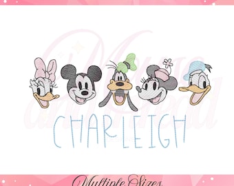 Mouse Head Cartoon Family sketch fill, quick stitch embroidery machine design download file 4x4, 5x7, 6x10, 8x8 by Cotton Gin Digitizing