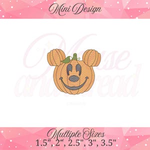 Diseño de bordado a máquina de mini calabaza mágica con cabeza de ratón y puntada de boceto (1.5, 2, 2.5, 3, 3.5 pulgadas) de mouse and thread designs