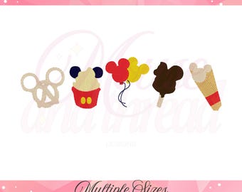 Mouse Head Theme Park Snacks dense fill, quick stitch embroidery machine design download file 4x4, 5x7, 6x10, 8x8 by Mouse + Thread Designs