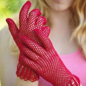 Vintage crochet encaje flor Park Avenue guantes patrón N325 - copia digital imagen 3