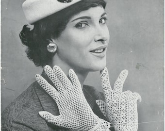 Vintage Crochet Lace Flower Gloves Pattern N476 - digital copy