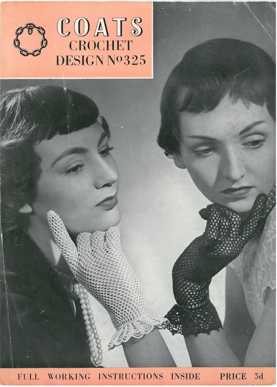 Vintage Crochet Lace Flower Park Avenue Gloves Pattern N325 - digital copy