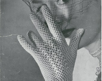 Patrón de guantes de flores de encaje de ganchillo vintage N367 - copia digital
