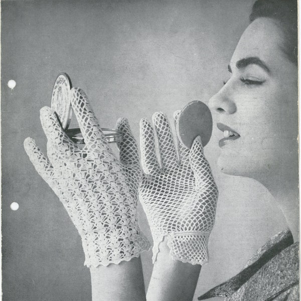 Vintage Crochet Lace Popcorn Gloves Pattern N540 - digital copy