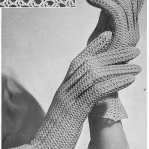 vintage Crochet Lace Gants Pattern Penelope 2 - copie numérique