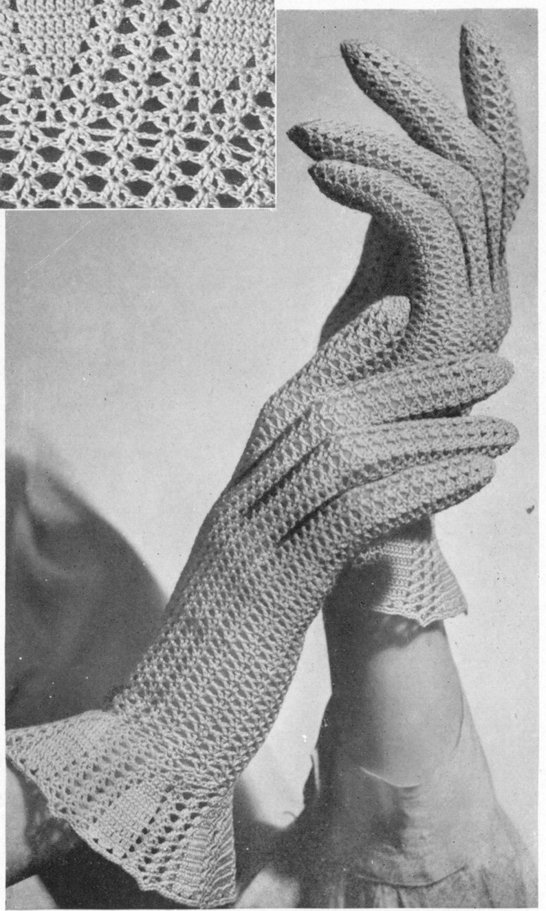 Vintage Crochet Lace Gloves Pattern Penelope 2 Digital Copy Etsy