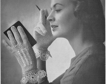 vintage Crochet Dentelle Gants Motif Dentelle Irlandaise - copie numérique