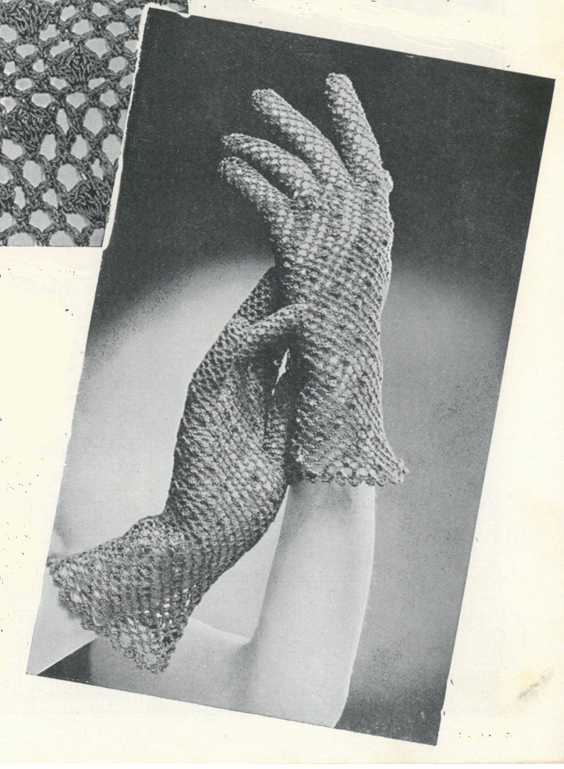 Vintage Crochet Lace Gloves Pattern Penelope Digital Copy Etsy