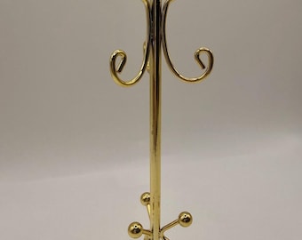 Vintage Brass-Tone Miniature Coat Rack, 1:12 Scale Dollhouse Hat Tree
