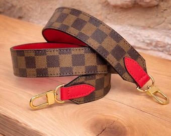 Correa de cuero marrón de 40 mm para bandolera / Correa de cuero y lona color ébano para bolso / Correa de mano / Regalo para ella