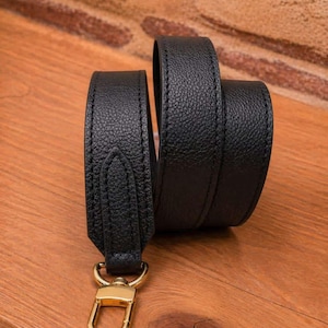 Tracolla per borsa fatta a mano in pelle di vitello nera da 30 mm / Tracolla per borsa a tracolla fatta a mano / Tracolla di ricambio per borsa / Regalo per lei