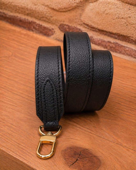 30 mm Black Calfskin Leather Handmade Handbag strap/ Handmade Shoulder Purse Strap / Bag Replacement Strap / Gift for her