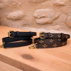 Alça de couro de bezerro preta ajustável de 20 mm para bolsa / Ferragens douradas / Alça de ombro / Alça de couro de reposição