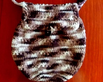Crochet Brown Multi Shoulder Bucket Bag