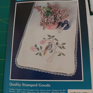 Bucilla Dresser Scarf Kit - Sparrow in Tree