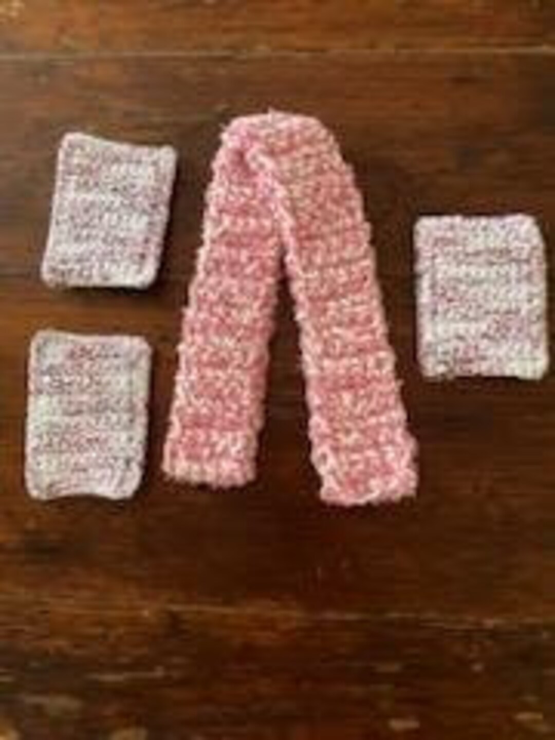 Pink and White Bath Scrubby Set Etsy